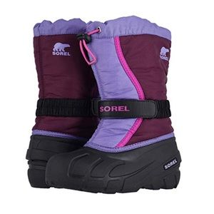 Sorel purple pink black snow boots girls 5